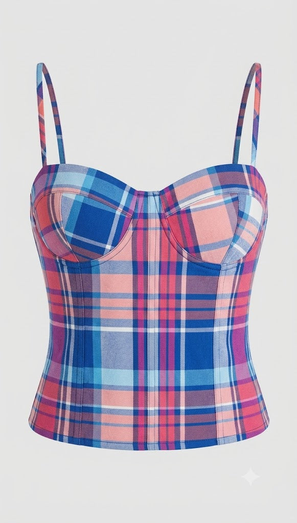 Vibrant Plaid Bustier