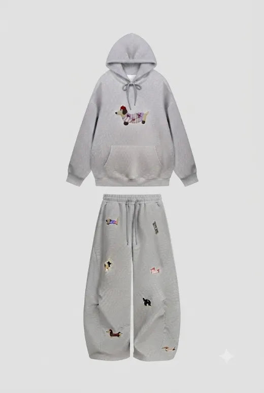 Oversized Jacquard Puppy Patch Pullover