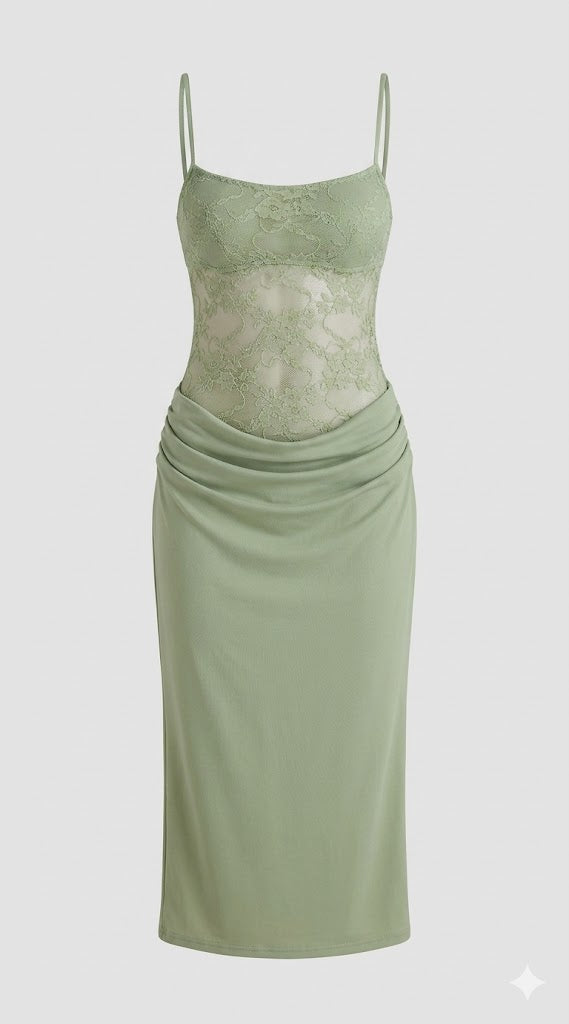 Mint Horizon Lace-Top Dress