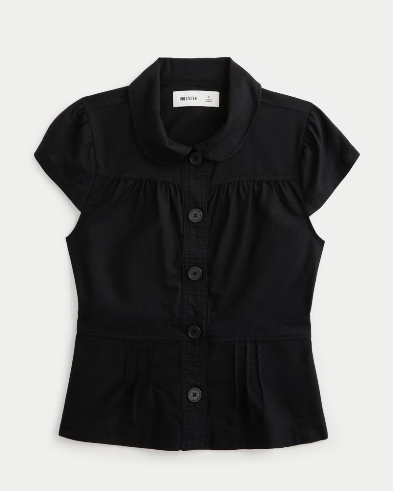 Structured Noir Peplum Shirt