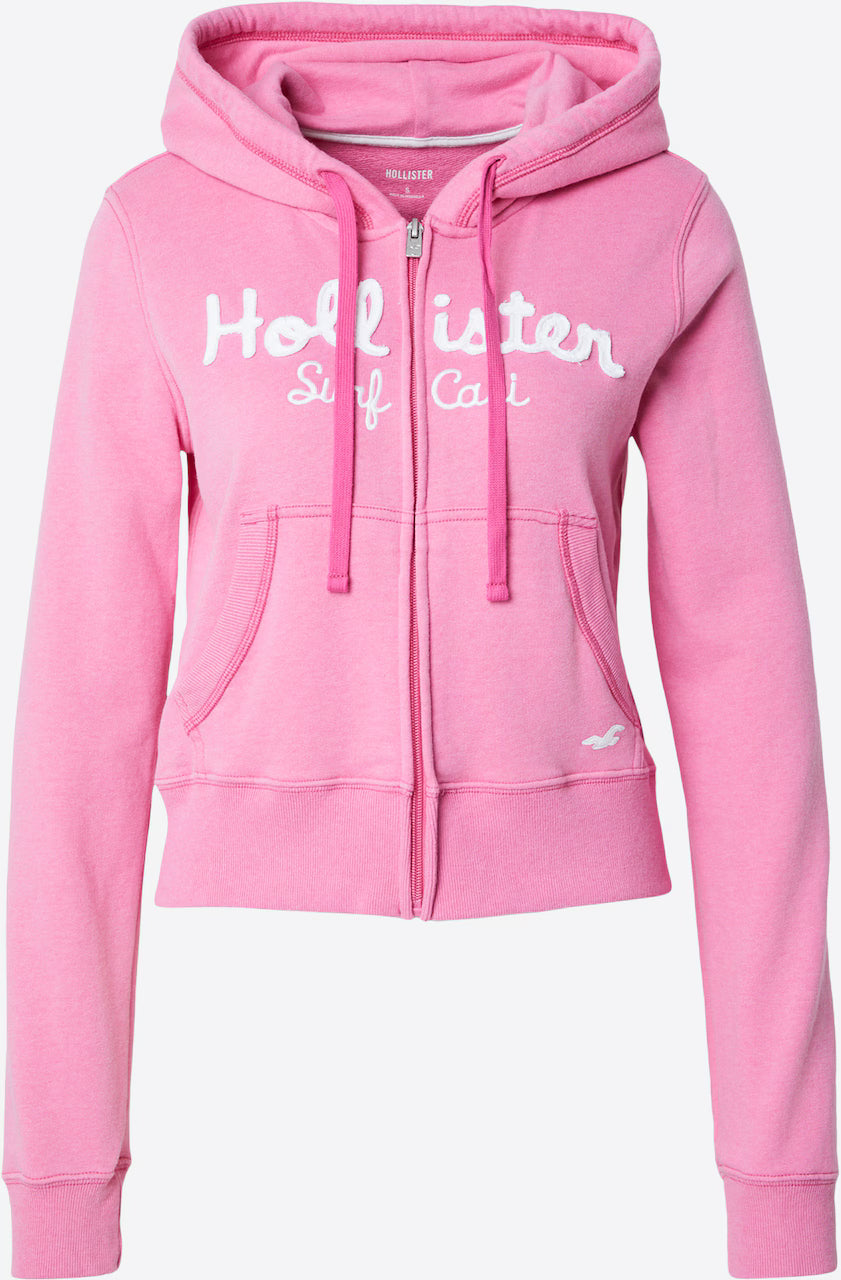 Hollister Cropped Graphic Zip-Up Hooded Sweatshirt