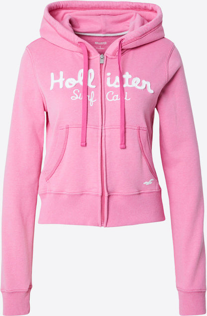 Hollister Cropped Graphic Zip-Up Hooded Sweatshirt