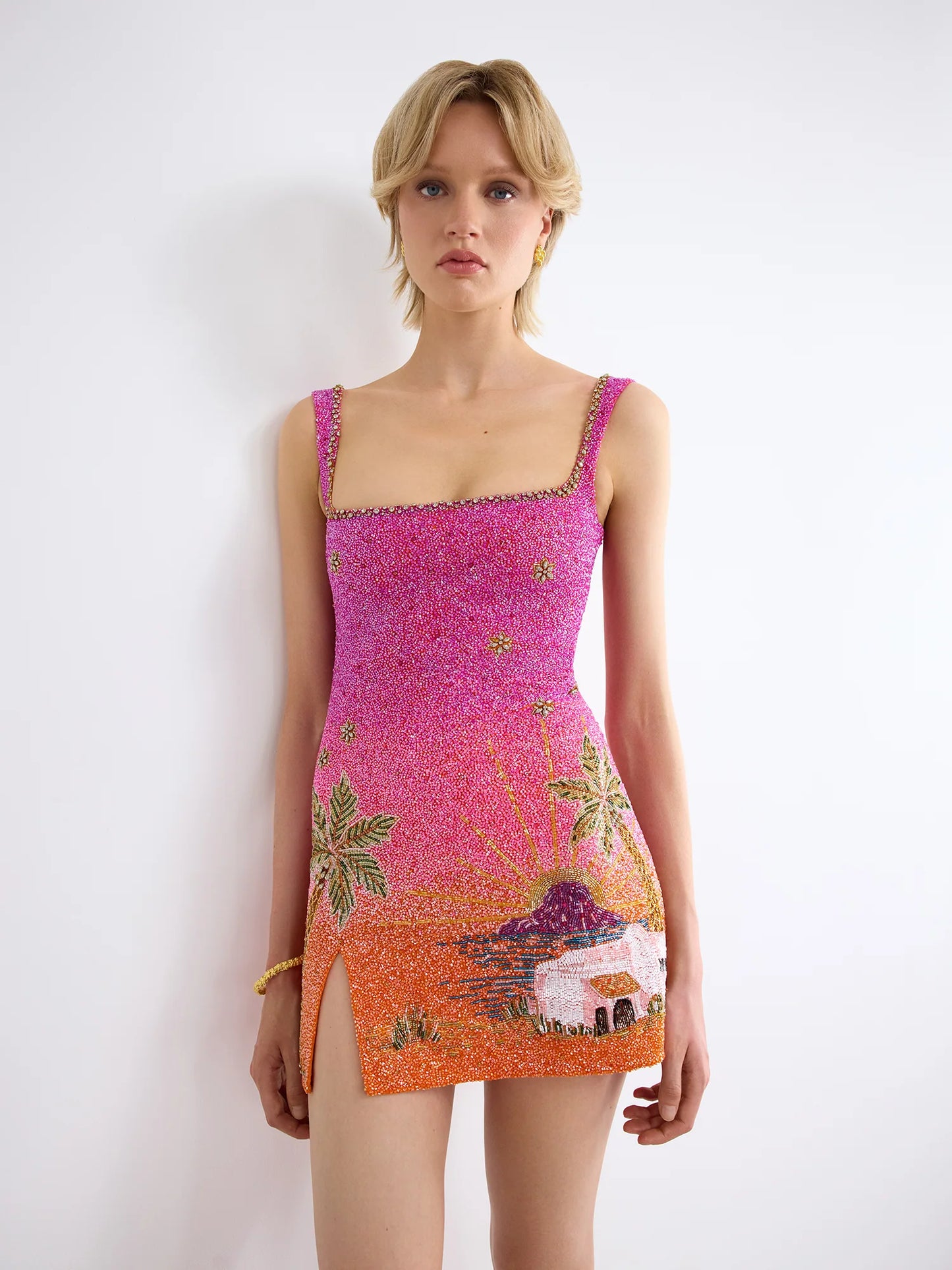 The Ibiza Sunset Beaded Mini Dress