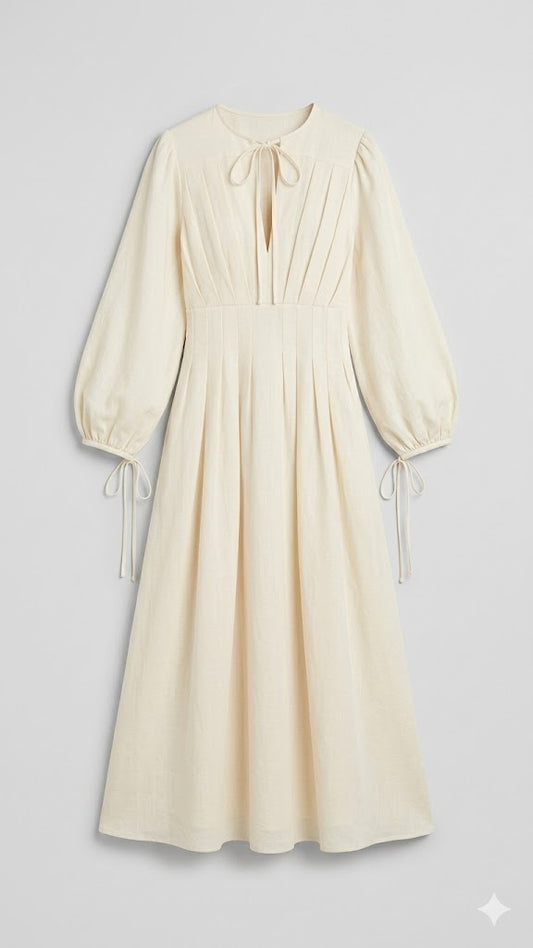 Amara Tie-Neck Linen Dress