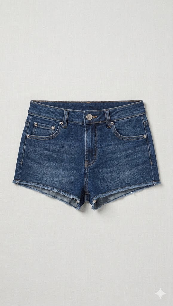 Frayed Edge Dark Wash Denim Shorts