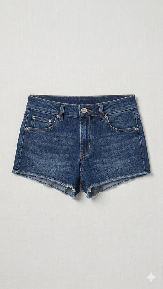Frayed Edge Dark Wash Denim Shorts