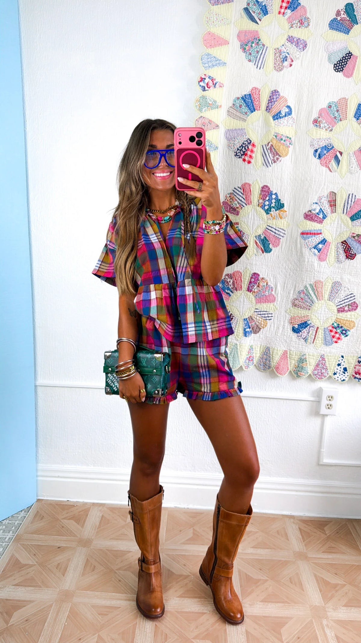 Vibrant Madras Peplum Set