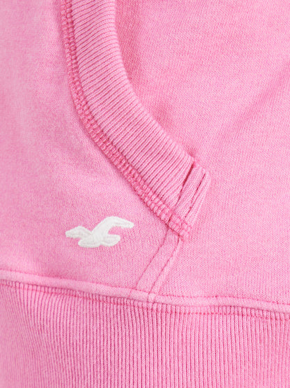 Hollister Cropped Graphic Zip-Up Hooded Sweatshirt