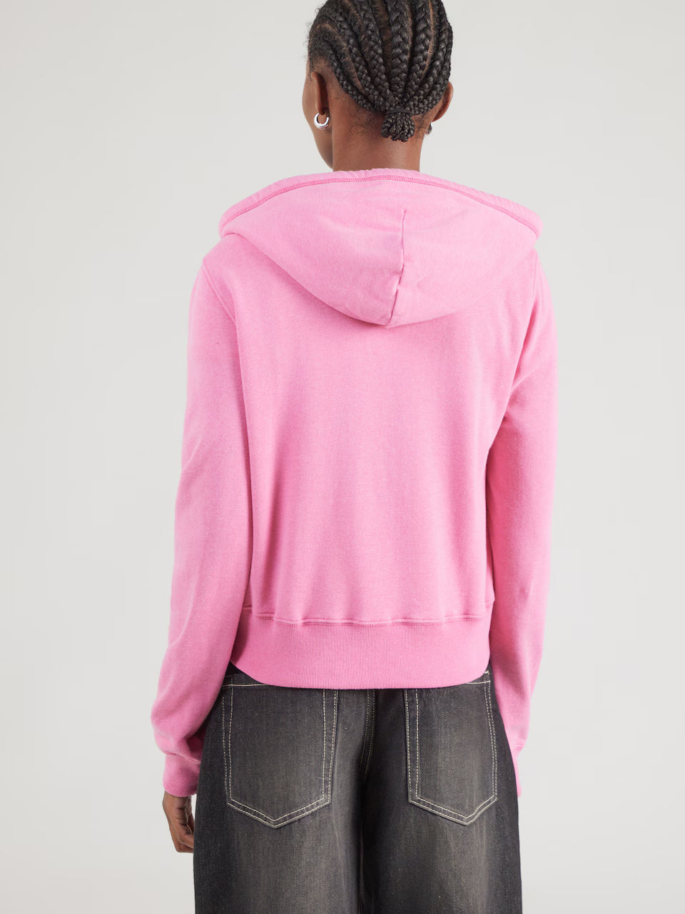 Hollister Cropped Graphic Zip-Up Hooded Sweatshirt