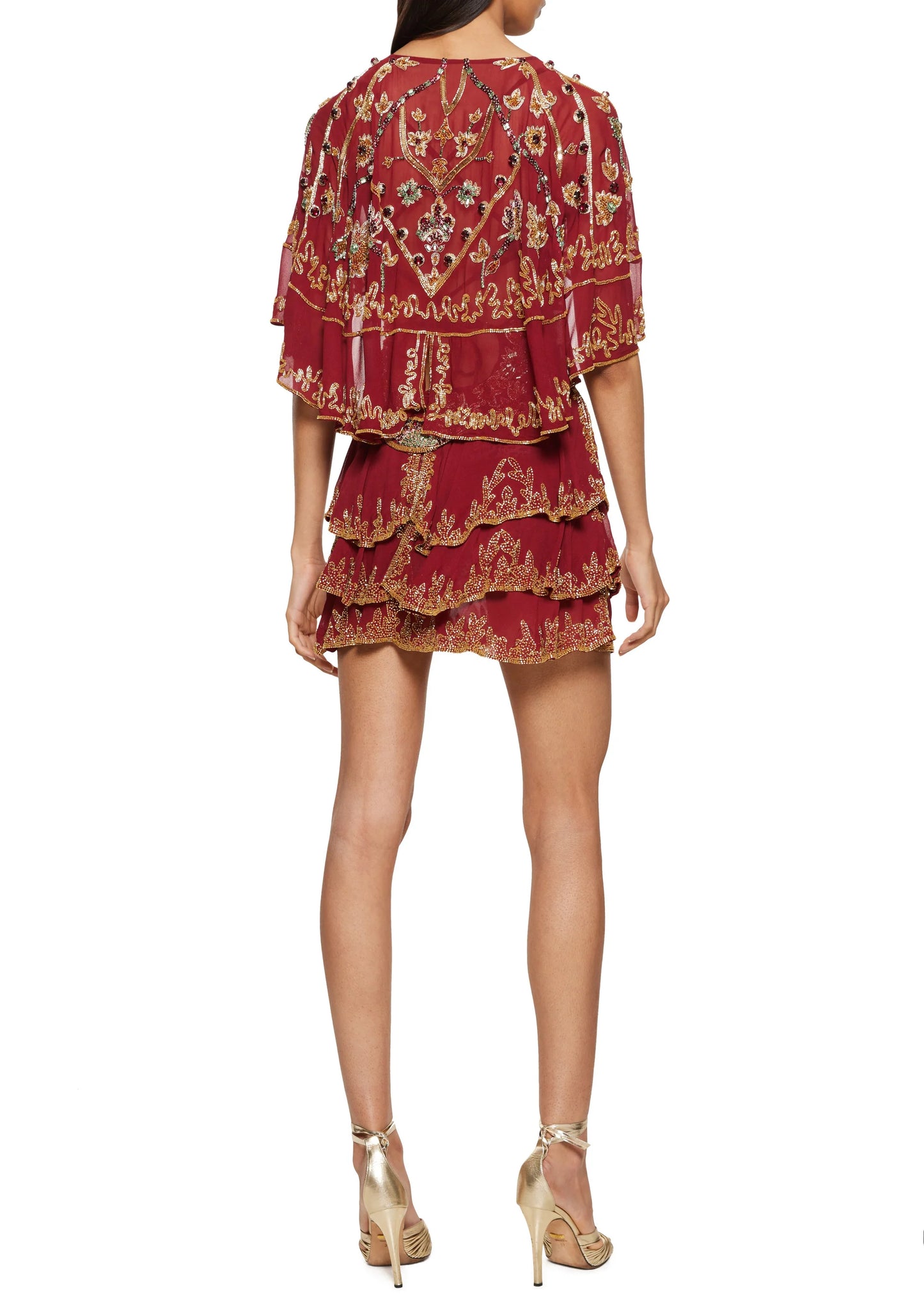 Deep Red Ornate Embroidered Dress