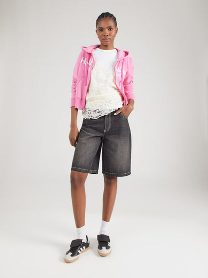 Hollister Cropped Graphic Zip-Up Hooded Sweatshirt