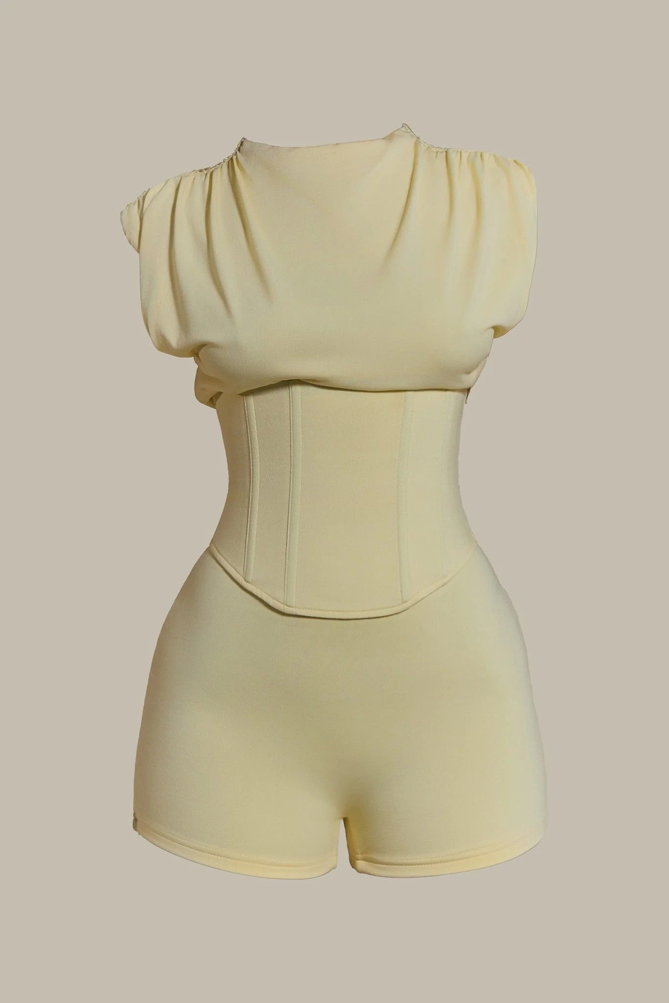 The Sandra Corset Playsuit in Butter Yellow