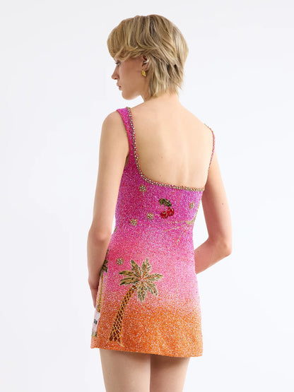 The Ibiza Sunset Beaded Mini Dress
