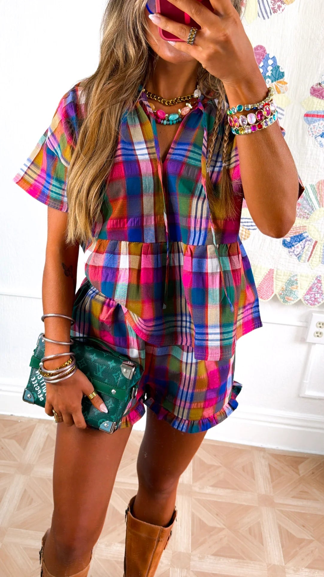 Vibrant Madras Peplum Set