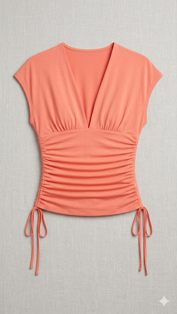 Talia Cinched Capped Sleeve Top