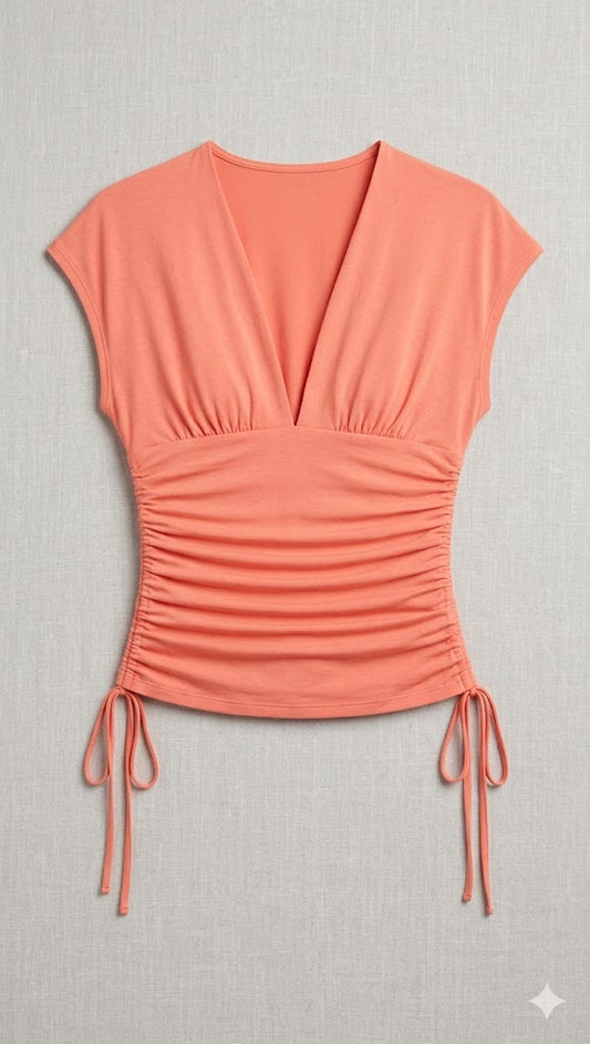 Talia Cinched Capped Sleeve Top