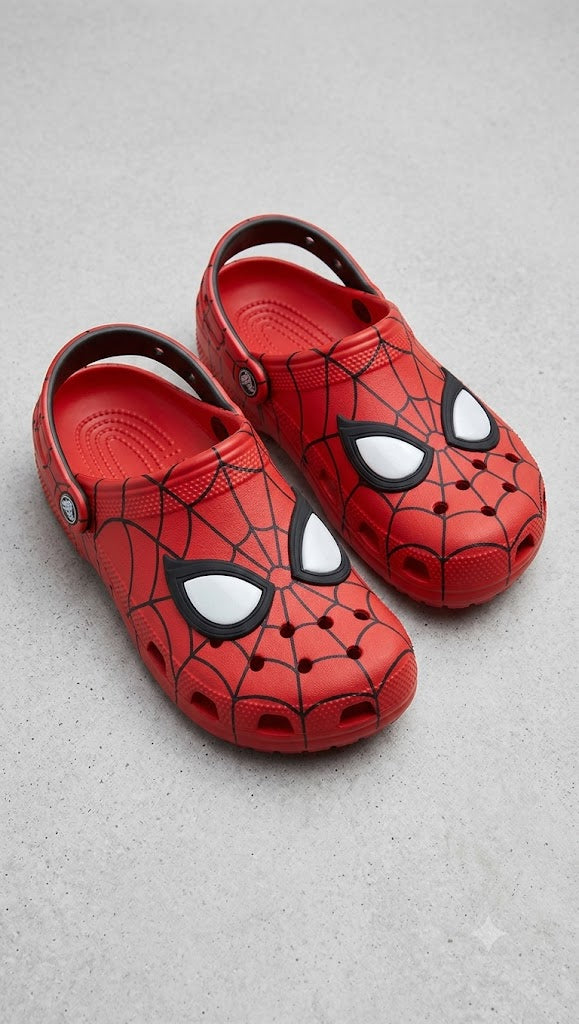Crimson Web Motif Graphic Clog
