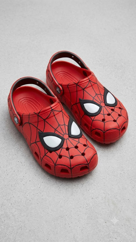 Crimson Web Motif Graphic Clog