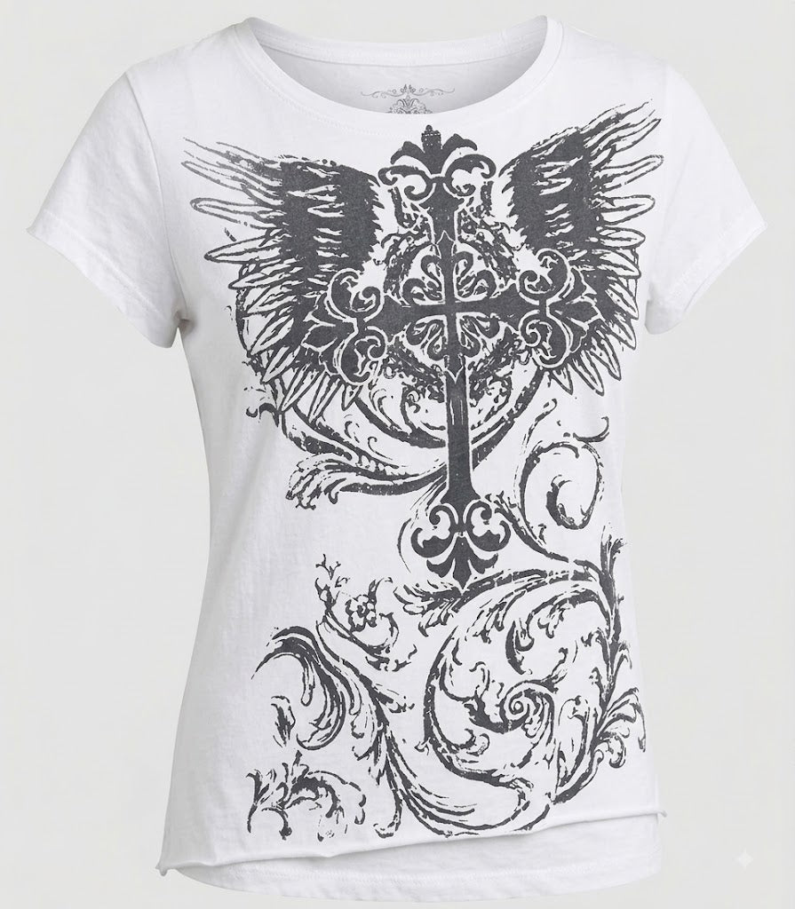 Winged Cross Grunge Tee