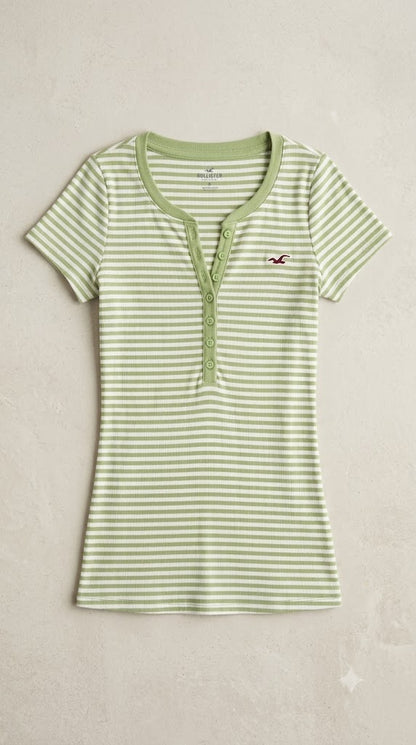 The Heritage Striped Ribbed Henley Tee
