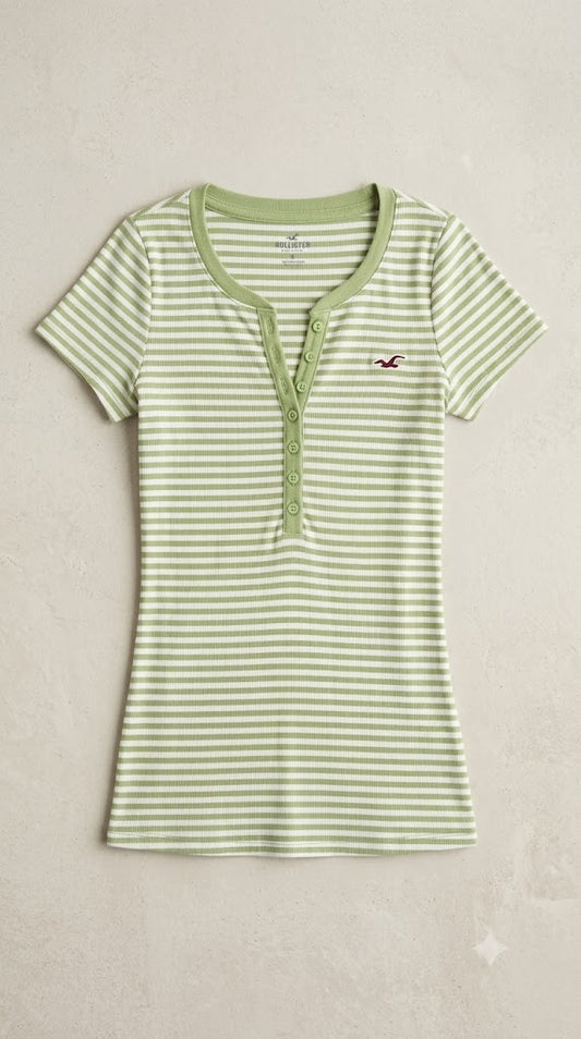 The Heritage Striped Ribbed Henley Tee