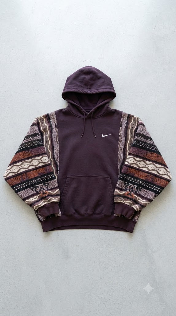Oxblood Horizon Jacquard-Sleeve Pullover