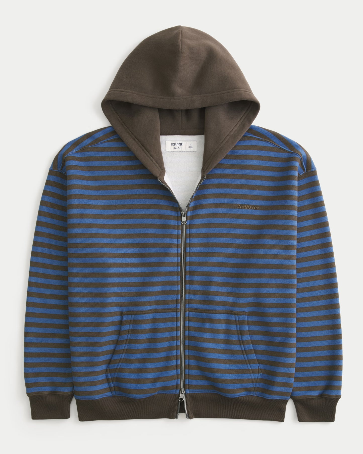 Boxy Zip-Up Logo Hoodie