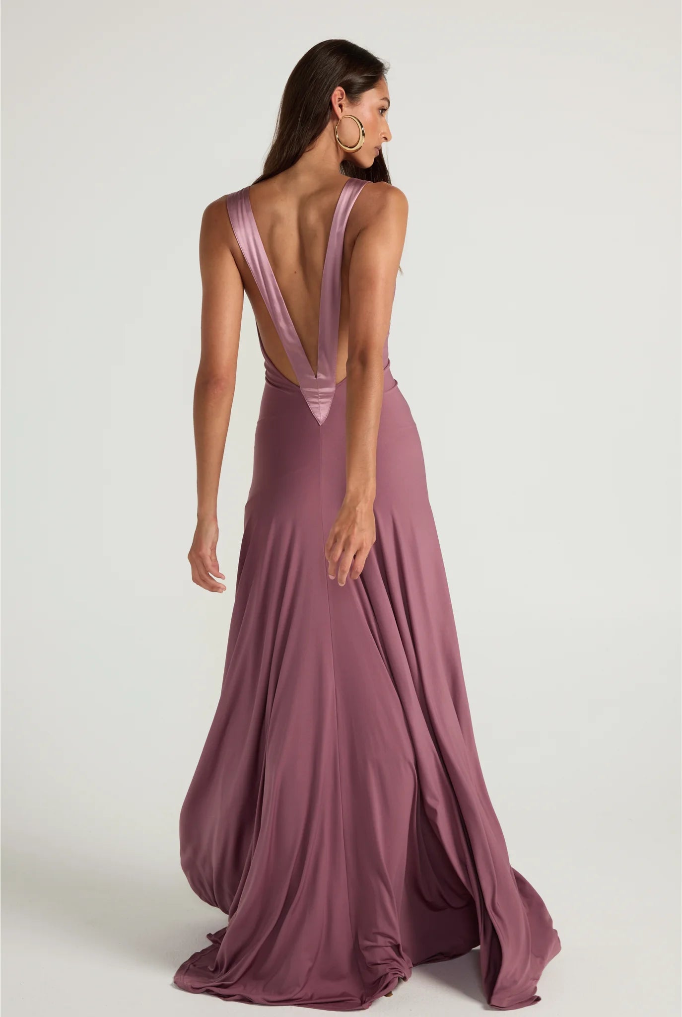 Dusk Harmony Satin-Accent Fluid Gown