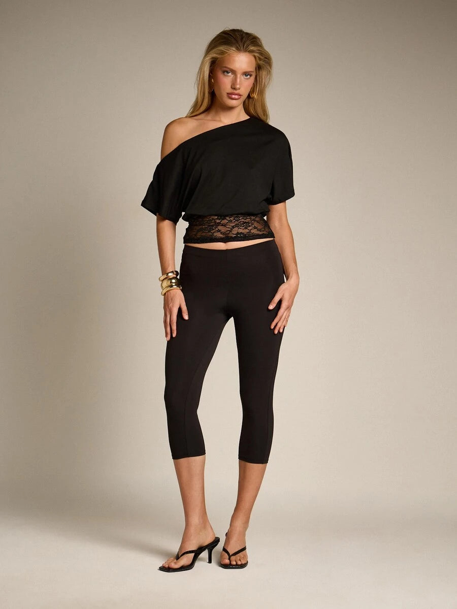 Eclipse Slouchy Lace-Hem Top