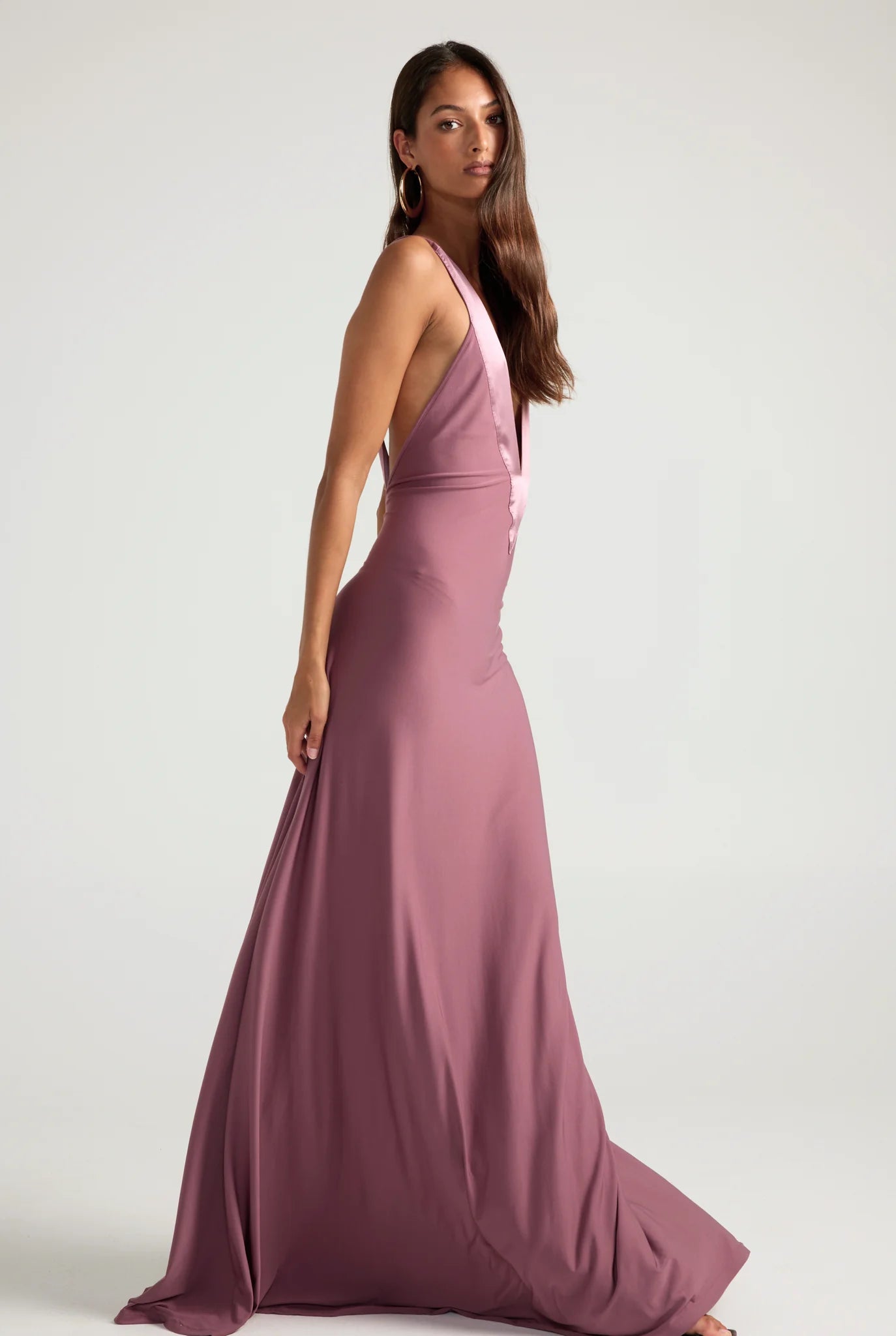 Dusk Harmony Satin-Accent Fluid Gown