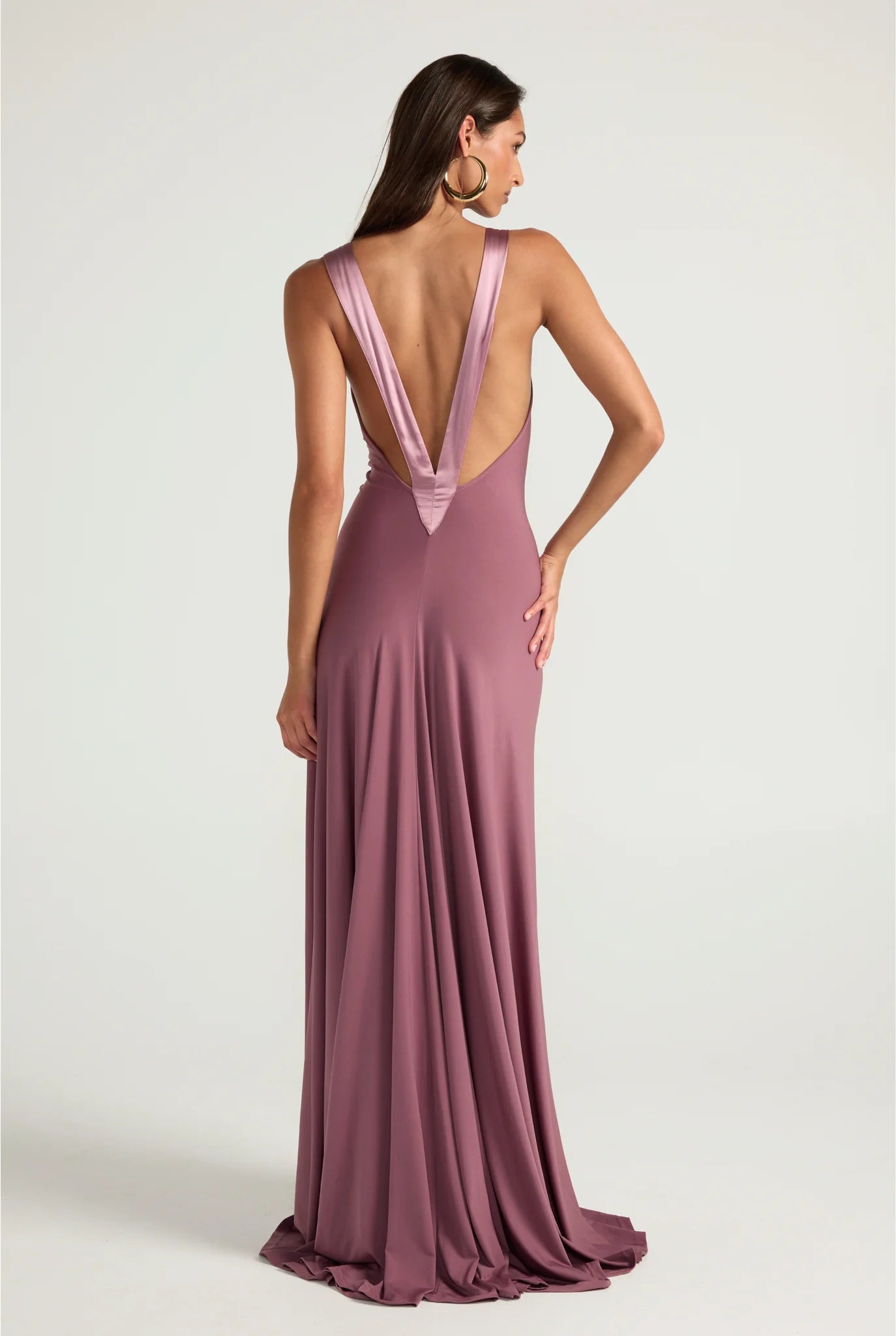 Dusk Harmony Satin-Accent Fluid Gown