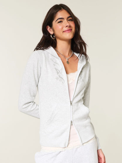 Chrysalis Embroidered Slouchy Zip Hoodie