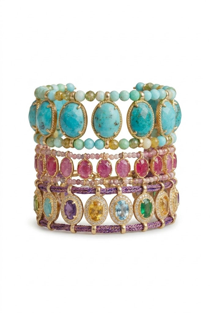 Empress Layered Gemstone Cuff