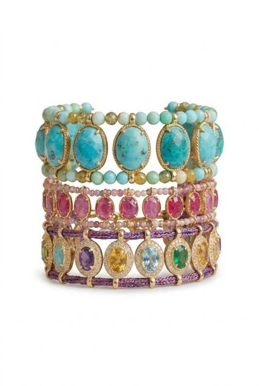 Empress Layered Gemstone Cuff