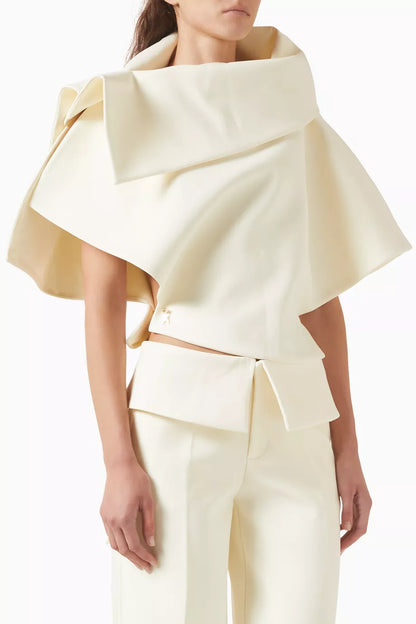 Asymmetric Architectural Ivory Blouse