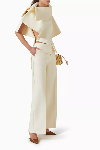 Asymmetric Architectural Ivory Blouse