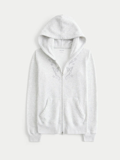 Chrysalis Embroidered Slouchy Zip Hoodie