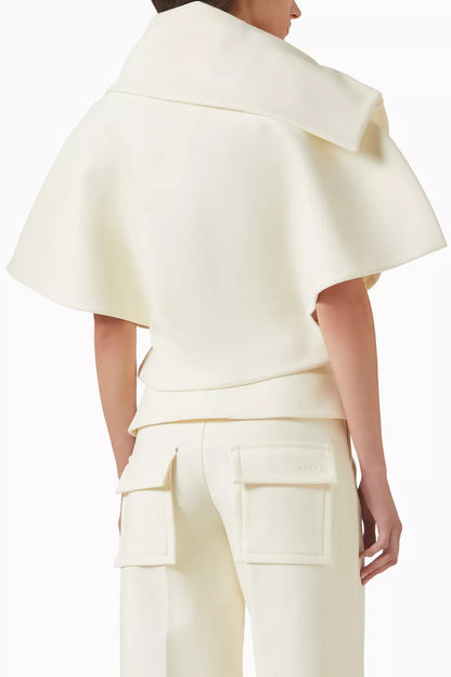 Asymmetric Architectural Ivory Blouse