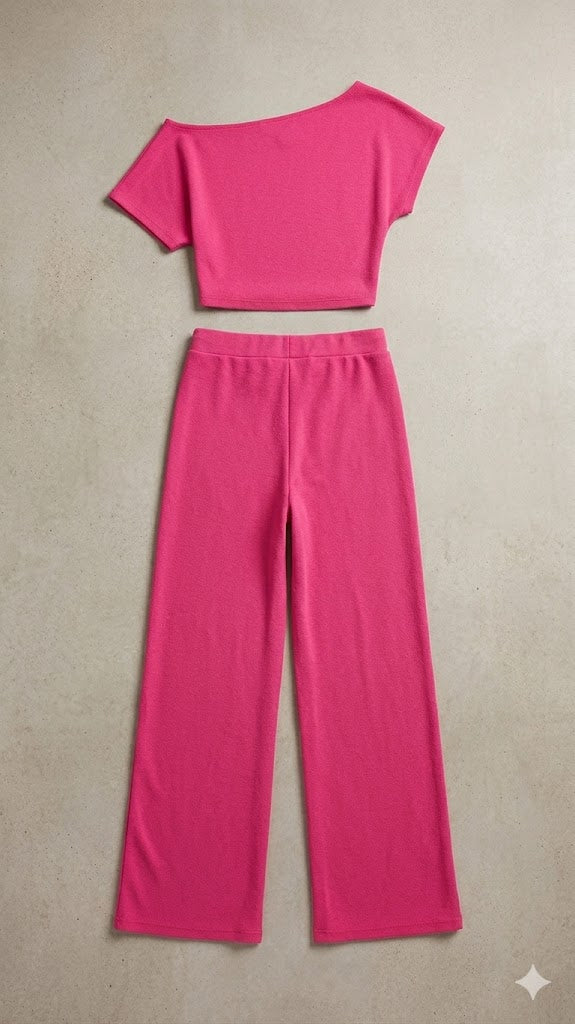 Siren Pink Knit Wide-Leg Set