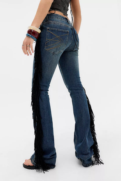 Sierra Side-Fringe Slim Flare Jeans